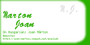 marton joan business card